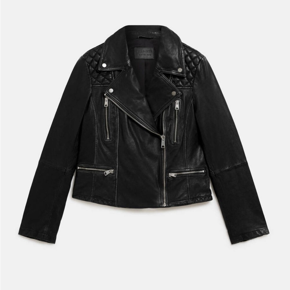 ALL SAINTS leather jacket - distressed leather biker jacket